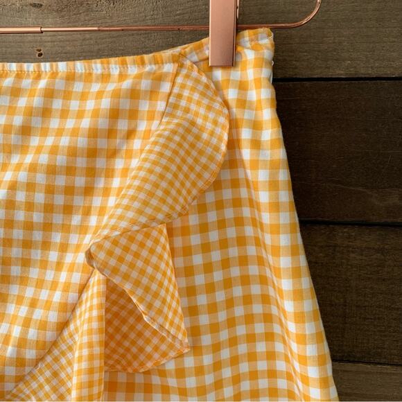 Lovers & Friends Women's Affection Ruffle Skirt in Tangerine Orange Gingham - Picture 4 of 8